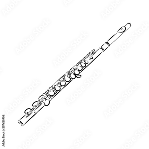 Canvastavla flute isolated on white background