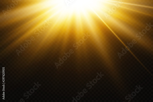 White glowing light explodes on a transparent background. with ray.  Transparent shining sun, bright flash.  Special lens flare light effect.