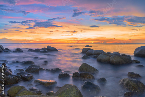 sunset above the large rocks at Lam Sai. Lam Sai is in between Kata beach and Karon beach close to Pu island.