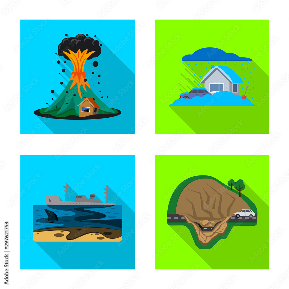 Vector design of natural and disaster logo. Collection of natural and risk vector icon for stock.