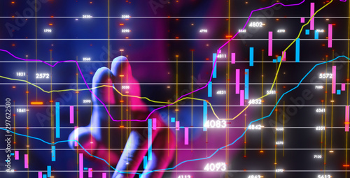 Fototapeta Naklejka Na Ścianę i Meble -  Business intelligence. Diagram - Graph Stock Trading, Investment dashboard