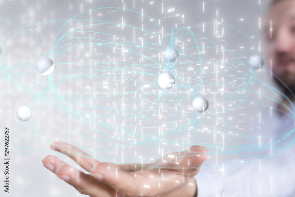 Molecules technology with polygonal shapes on dark blue background. Molecules technology with polygonal shapes on dark blue background.