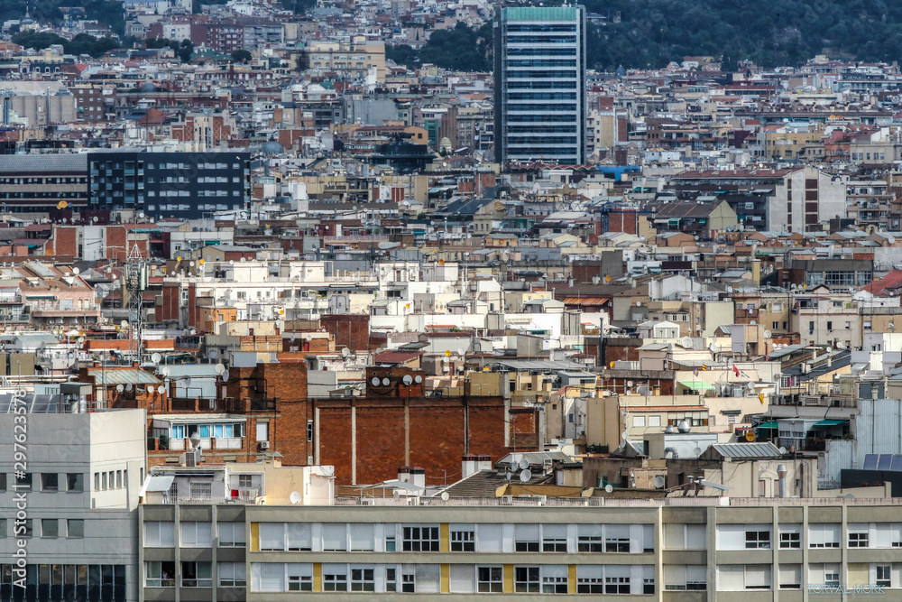 Aerial view of the Barcelona skyline