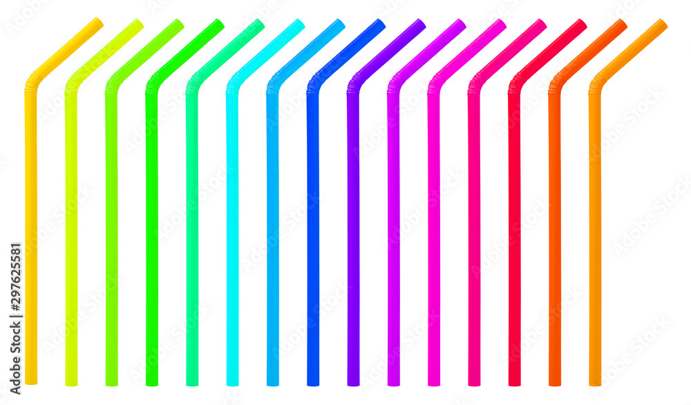 Obraz premium colorful plastic straw set isolated on white background