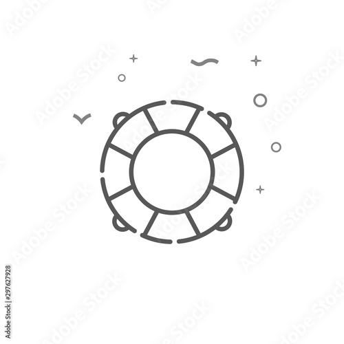 Lifebuoy simple vector line icon. Symbol, pictogram, sign. Light background. Editable stroke