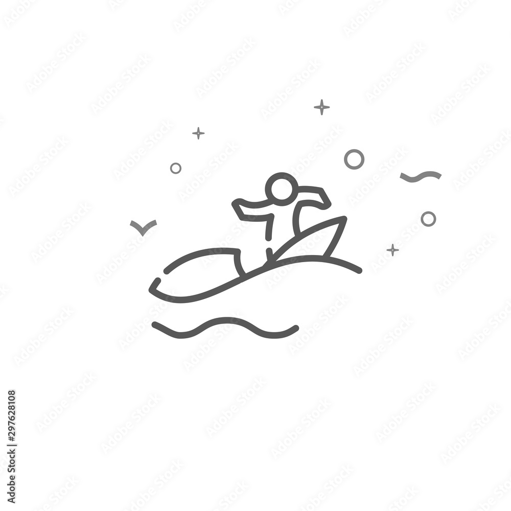 Surfer simple vector line icon. Symbol, pictogram, sign. Light background. Editable stroke