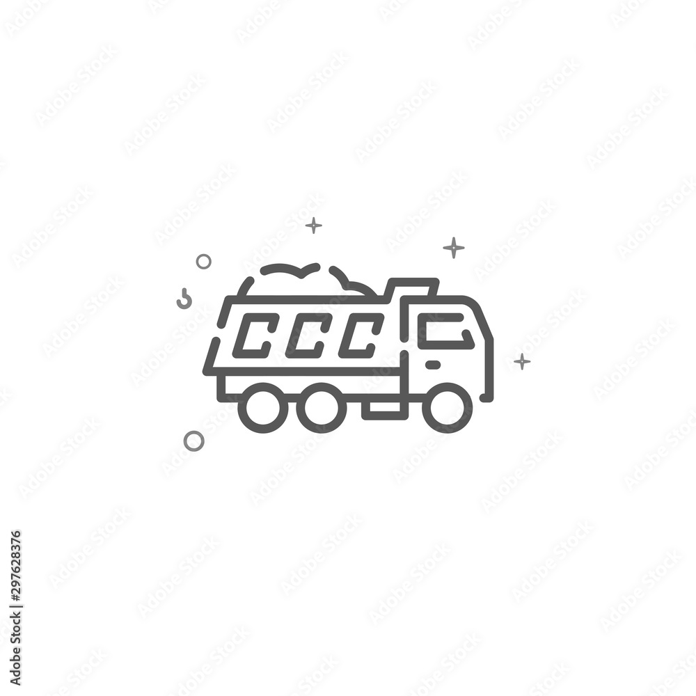 Dumper truck with sand simple vector line icon. Symbol, pictogram, sign. Light background. Editable stroke Dumper truck with sand simple vector line icon. Symbol, pictogram, sign. Light background. Editable stroke