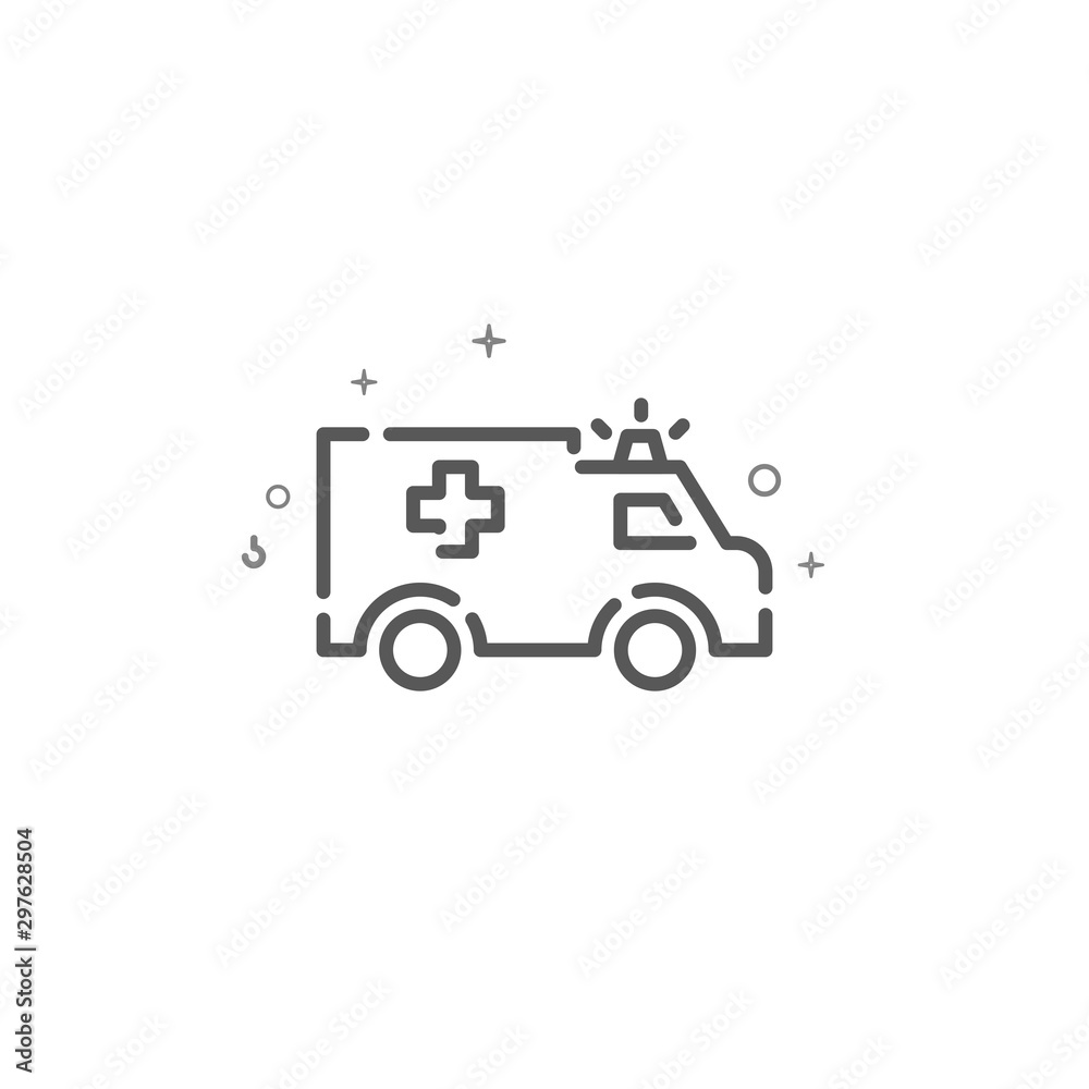 Ambulance car simple vector line icon. Symbol, pictogram, sign. Light background. Editable stroke Ambulance car simple vector line icon. Symbol, pictogram, sign. Light background. Editable stroke