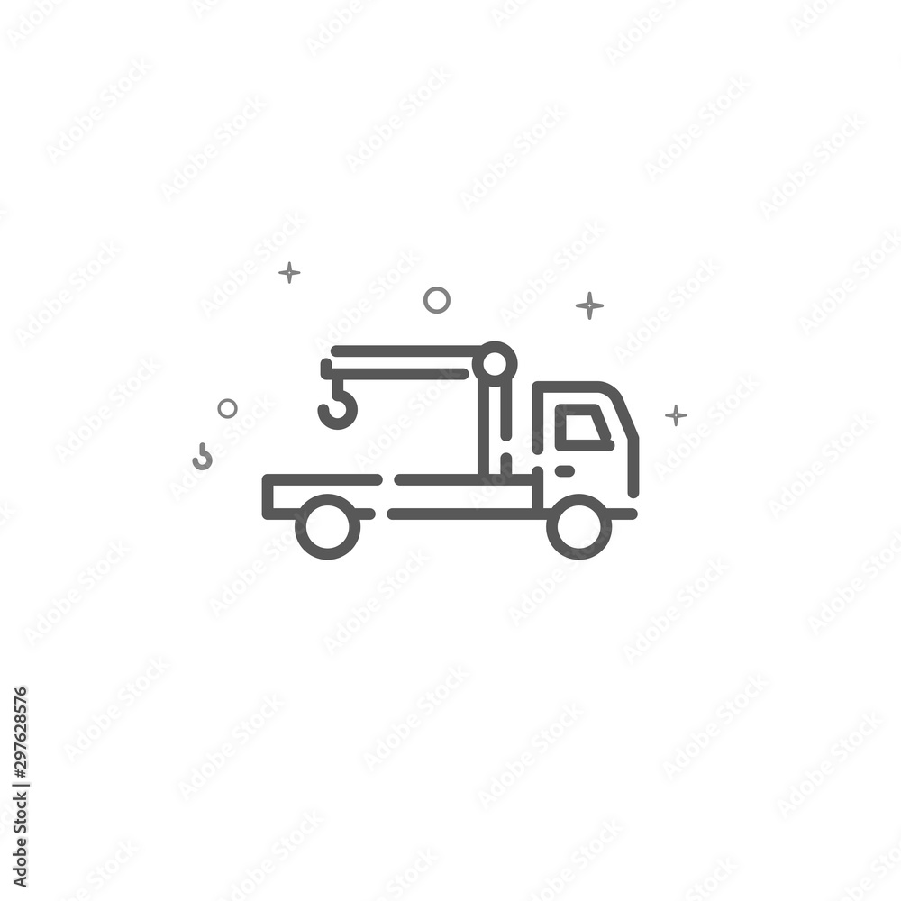 Manipulator car simple vector line icon. Symbol, pictogram, sign. Light background. Editable stroke