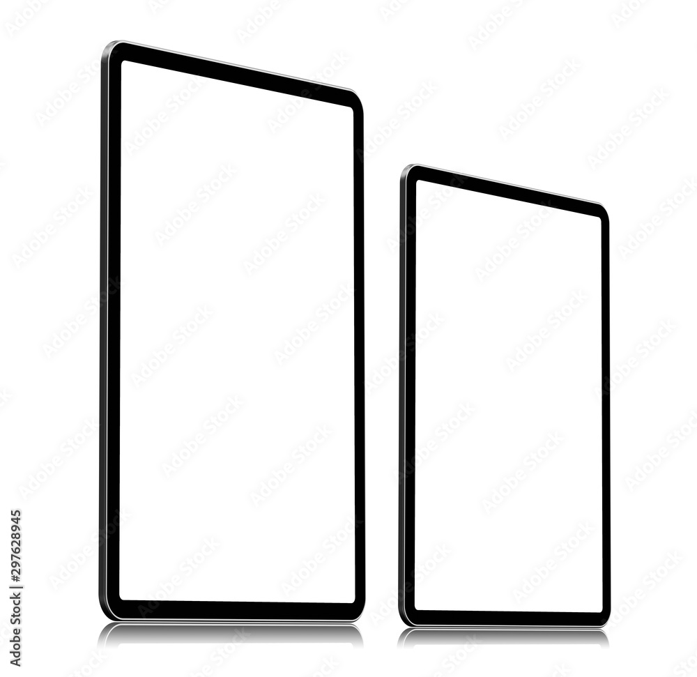 Tablet small and big blank screen isolated on white Tablet small and big blank screen isolated on white