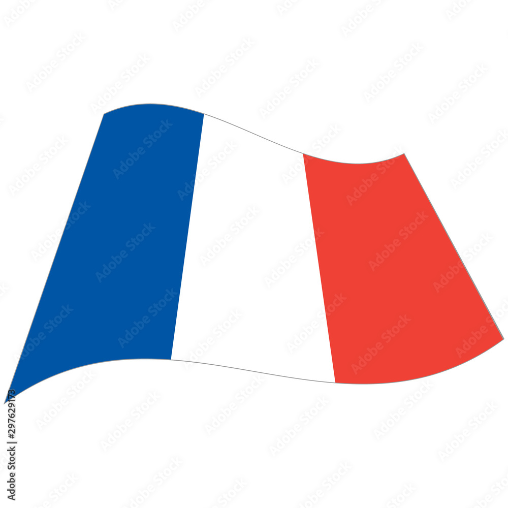 French Republic. National flag, wave. Abstract concept, icon. Vector illustration.