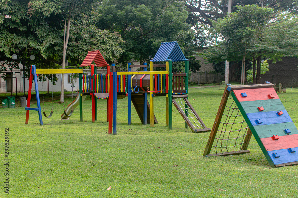 colorful playground in the park colorful playground in the park