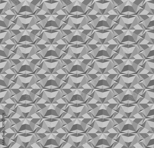 Seamless geometric 3D texture with extrusion effect. Gray polygonal pattern with concrete surface effect. Vector illustration for background wallpaper interior textile wrapping paper and print design.