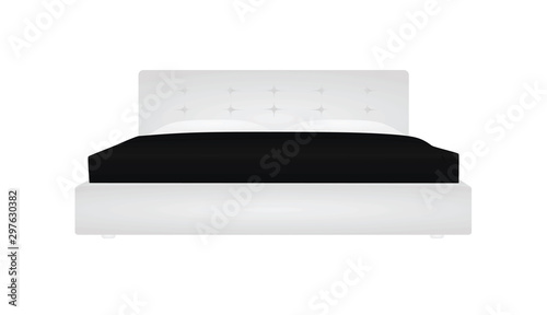 White double bed. vector illustration
