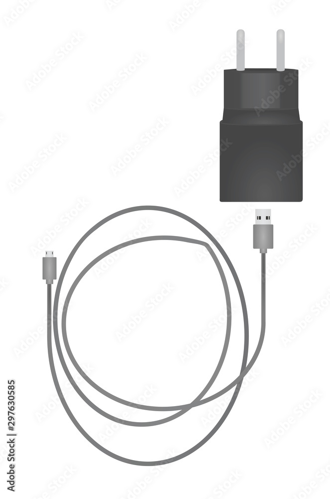 USB charger with cable. vector illustration USB charger with cable. vector illustration