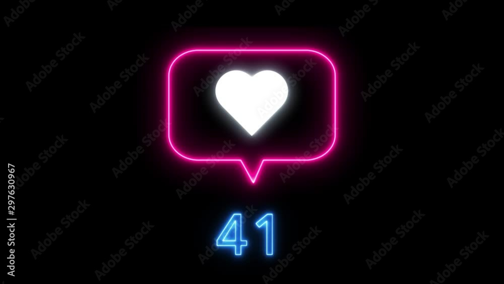 Social Media Content Neon Glow Like with Counter Quick Increase to 10.000