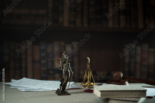 Law and Justice concept image, Lawyer's office desktop with papers