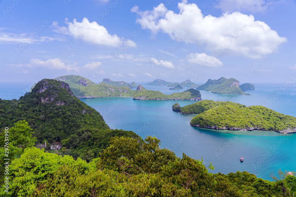 Beautiful scenery at view point of Ang Thong National Marine Park near Koh Samui in Gulf of Thailand, Surat Thani Province, Thailand.