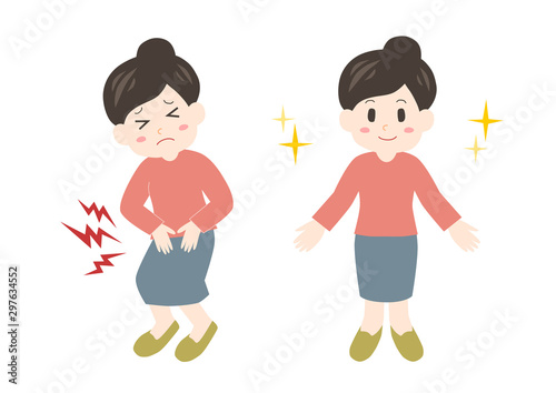 女性の腹痛と健康のイラスト