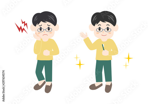 男性の歯痛と健康のイラスト