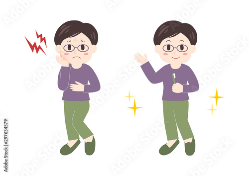 女性の歯痛と健康のイラスト