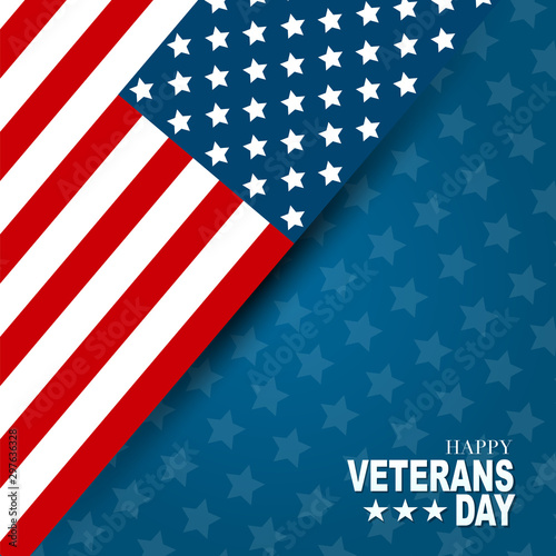 Happy Veterans Day. Honoring all who served. American flag cover. USA National holiday design concept. Vector illustration.