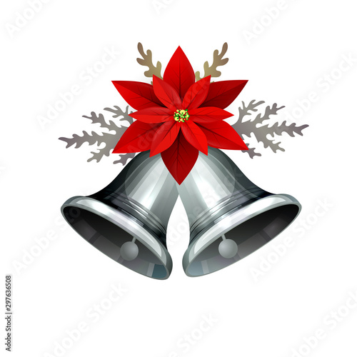 Realistic silver bell isolated on white