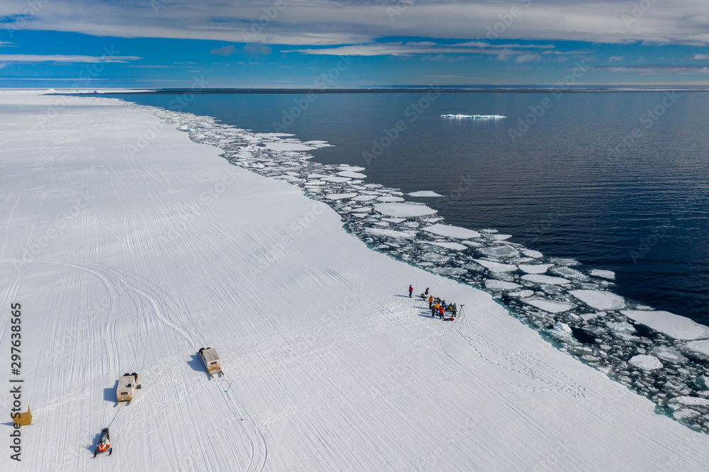 Tourists visit the floe edge near Sirmilik National Park in Nunavut, Canada