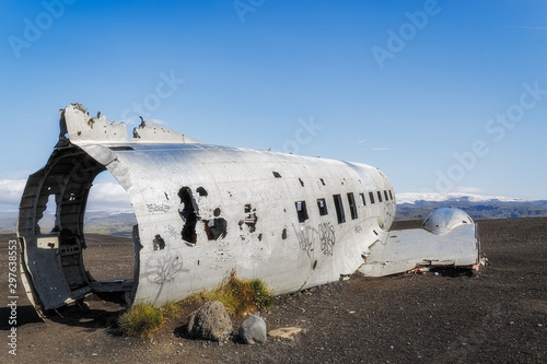 Abandoned plane wreck  on Solheimasandur beach, Iceland photo