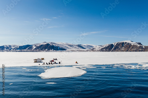 Obraz na płótnie Tourists visit the floe edge near Sirmilik National Park in Nunavut, Canada w salonie