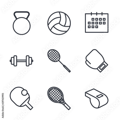 Premium set of sport line icons. Modern outline style icon collection for graphic and web design. sport symbol vector sign isolated on white background.