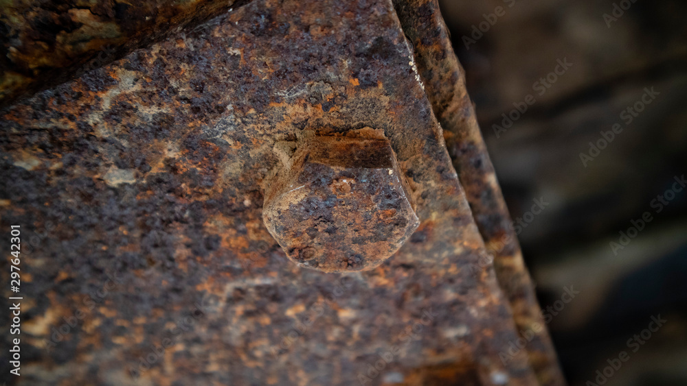 A rusty iron plate due to oxidation from natural changes A rusty iron plate due to oxidation from natural changes