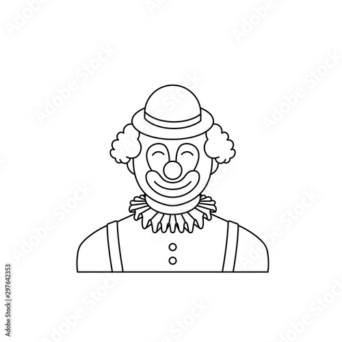 Occupation circus clown in traditional makeup, cartoon friendly clown avatar vector Illustration