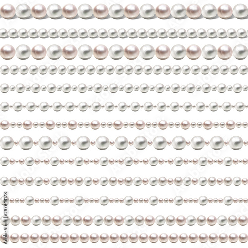 Glamour seamless Borders on white Background. Vector.