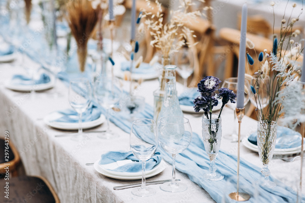 Fototapeta premium Amazing wedding table decoration & wedding table setting