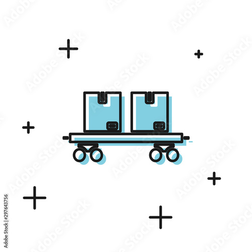 Black Railway carriage icon isolated on white background. Vector Illustration