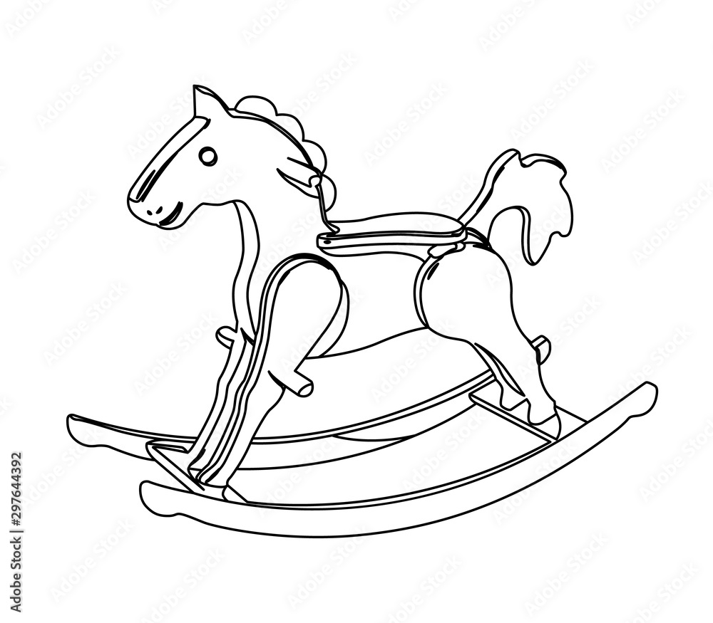 rocking horse contour vector illustration rocking horse contour vector illustration