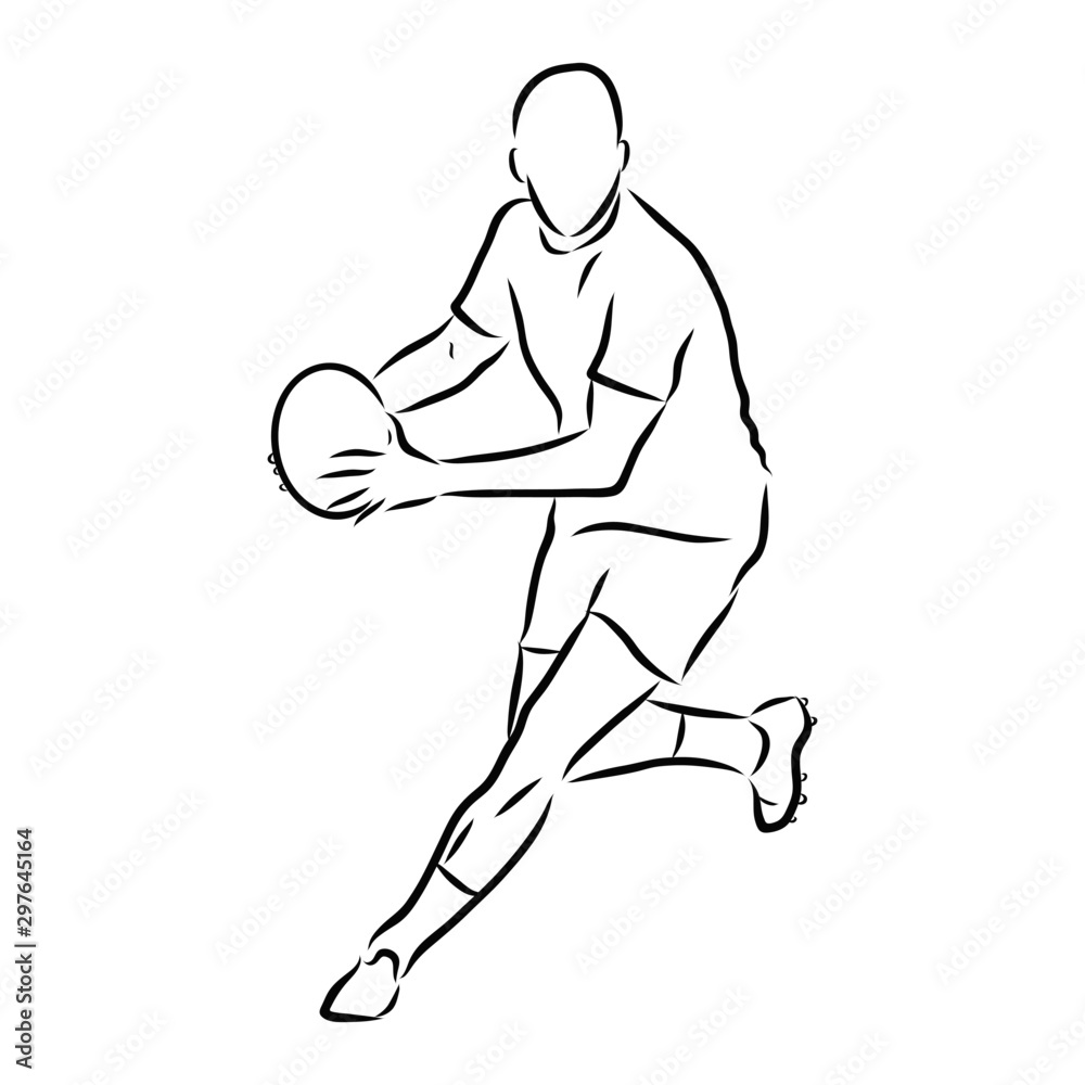 silhouette of a man running on white background,rugby player sketch silhouette of a man running on white background,rugby player sketch