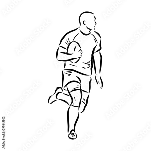 sketch of a man on white background  rugby player sketch.