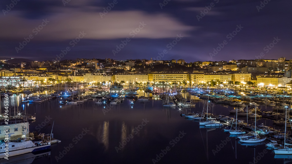 Trieste harbor by night