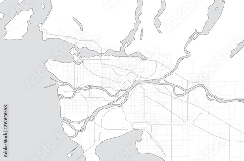 Map of Vancouver and municipalities. Canada, British Columbia. A simple grey scale map without text.