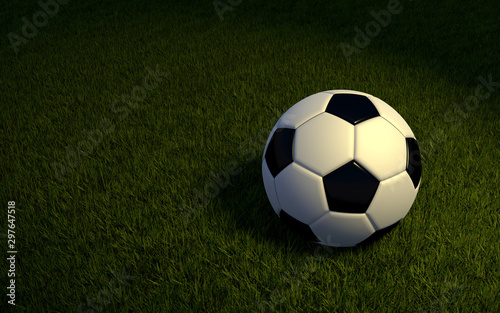 Soccer ball on dark  3d render