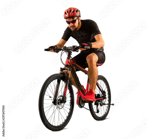 Man extreme biking in motion