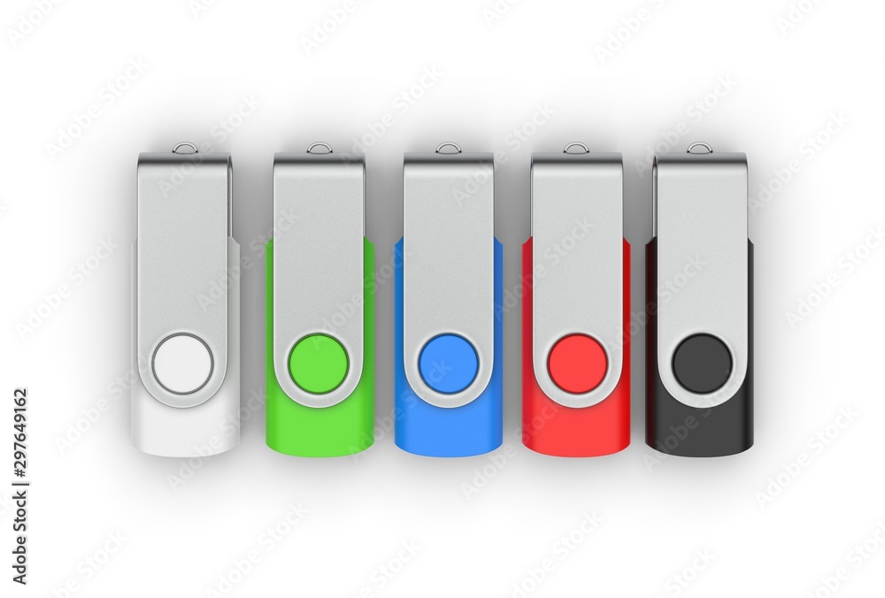 Blank pen drive with paper box packaging for promotional branding. 3d render illustration. Blank pen drive with paper box packaging for promotional branding. 3d render illustration.