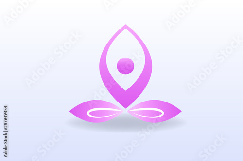 Logo yoga lotus flower health man web icon vector