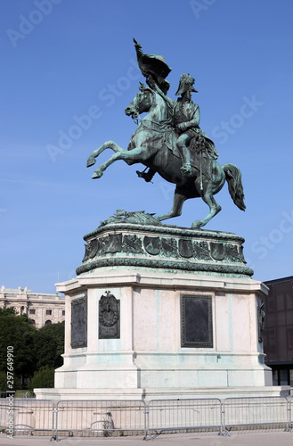 Equestrian statue of Archduke Karl on Heldenplatz in Vienna photo