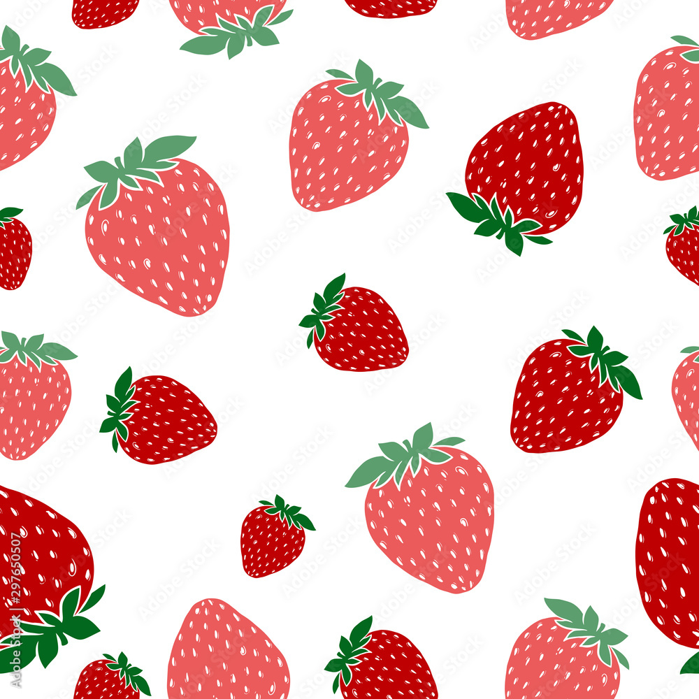 Strawberry seamless pattern on a white background. For printing on fabric, print. Strawberry seamless pattern on a white background. For printing on fabric, print.