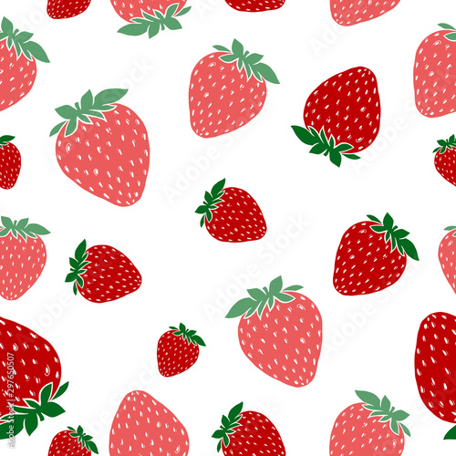 Strawberry seamless pattern on a white background. For printing on fabric, print.