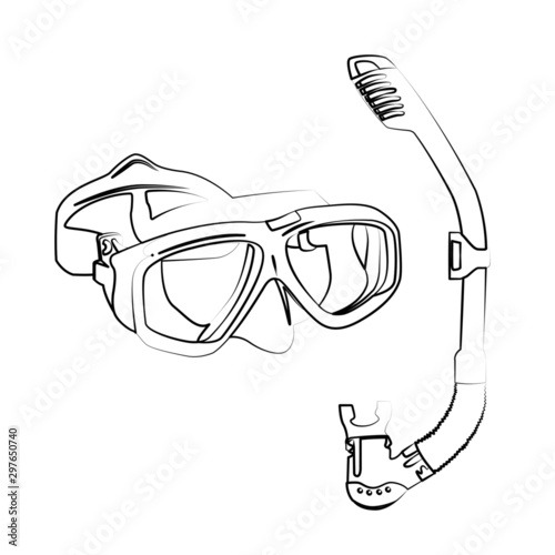 diving mask contour vector illustration