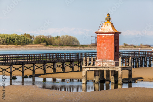 Little Lighthouse in Lignano Bibbione Italy. photo